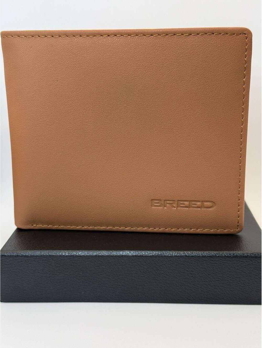 Breed Brown Bifold Wallet for Men with Logo Accent Solid Pattern